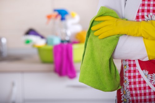 Professional carpet cleaner working in a home interior